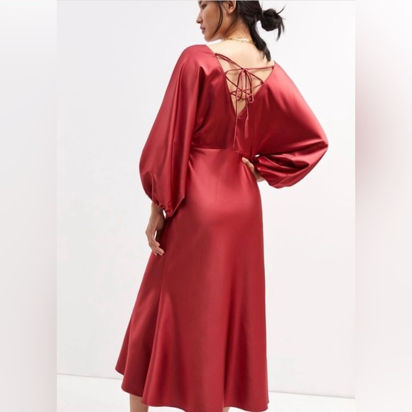 Sachin and Babi Red Satin Midi Dress - Picture 2 of 6